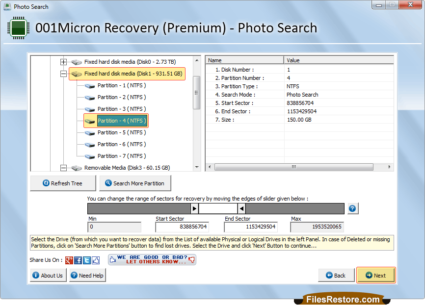 Select the partition